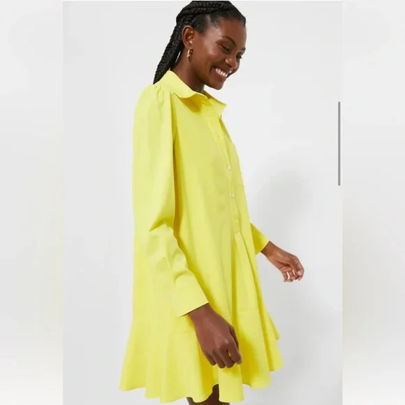 Tuckernuck Neon Yellow Crepe Callahan Shirt Dress - Picture 3 of 13